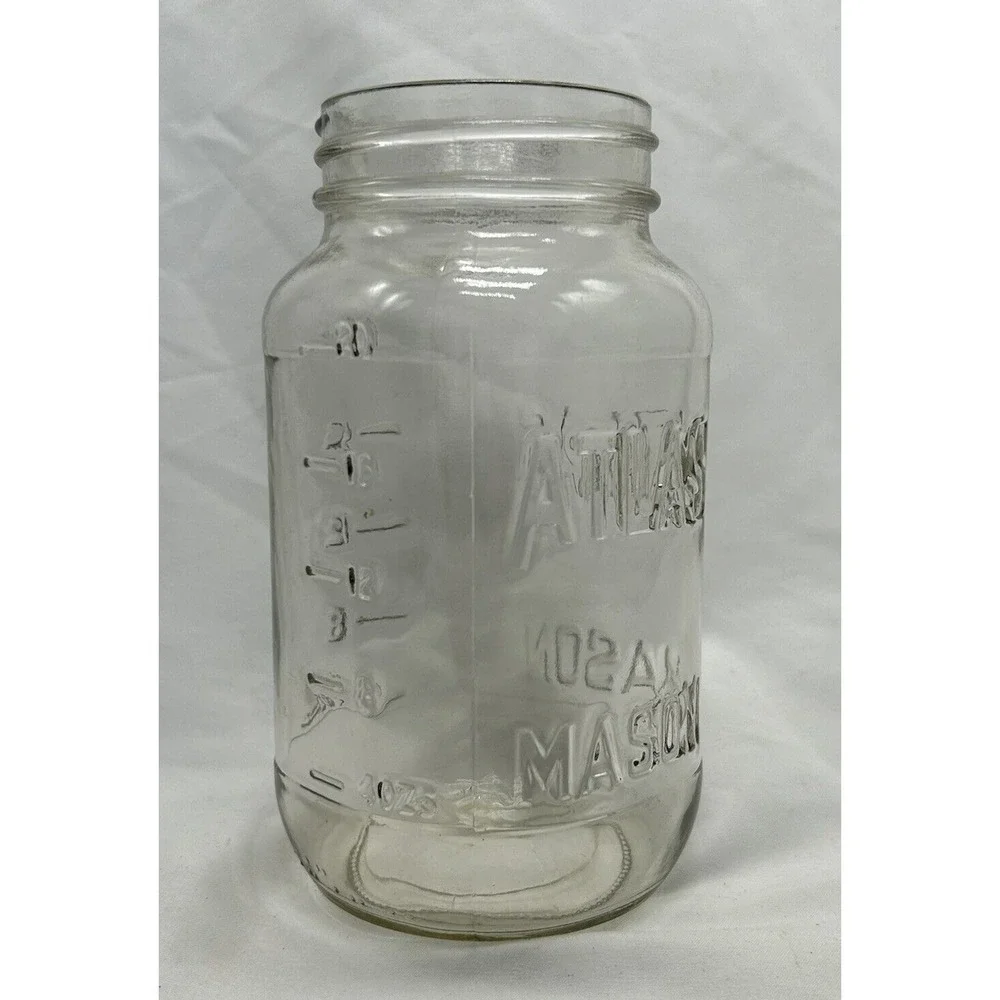 Vintage‎ Atlas Mason Jar No Lid Hazel Atlas 20 Oz Marking on Bottom 4 Clear